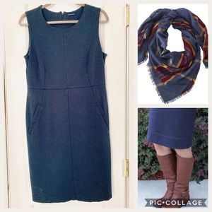 Navy Lands End Ponte Sheath dress with pockets